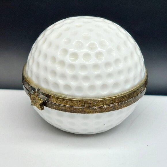 Midwest of Cannon Falls PHB Porcelain Golf Ball Hinged Trinket Box - Picture 2 of 7